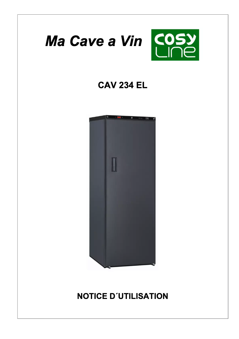 Page n°1 - Manuel utilisateur Cosyline CAV 234 EL