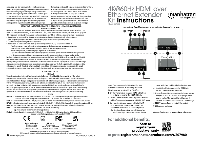 Page 1 de la notice Manuel utilisateur Manhattan 207980