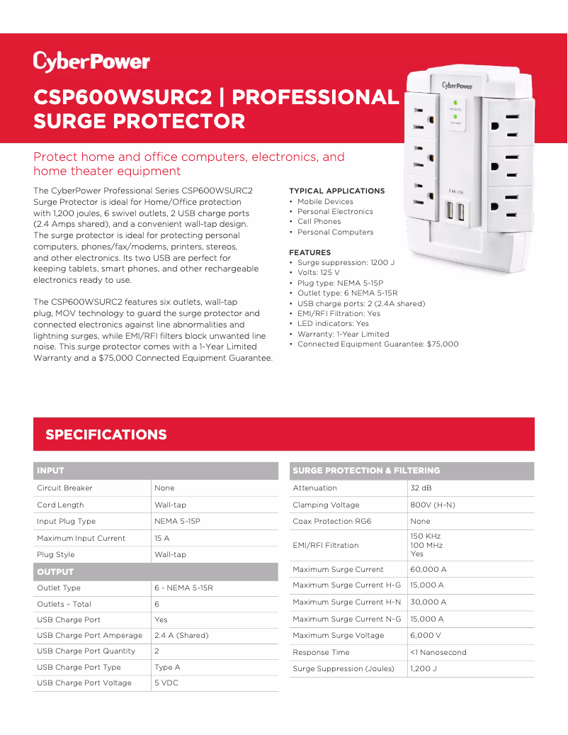 Image de la première page du manuel de l'appareil CSP600WSURC2