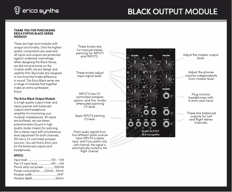 Página 1 del manual Manual de usuario Erica Synths Black Output
