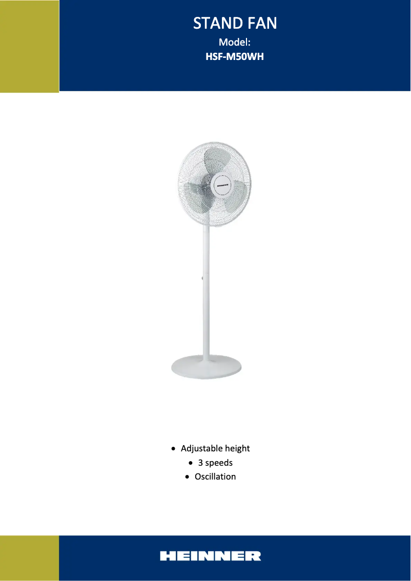 Image de la première page du manuel de l'appareil HSF-M50WH