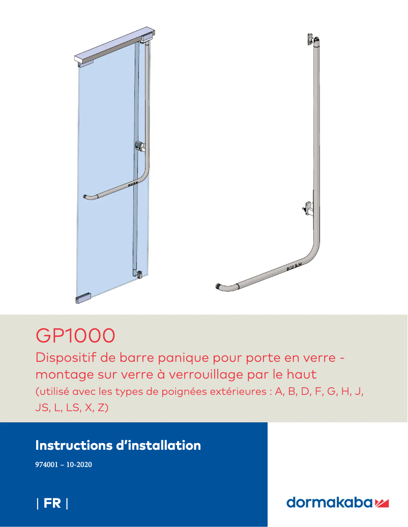 Page 1 de la notice Manuel utilisateur Dormakaba GP 1000