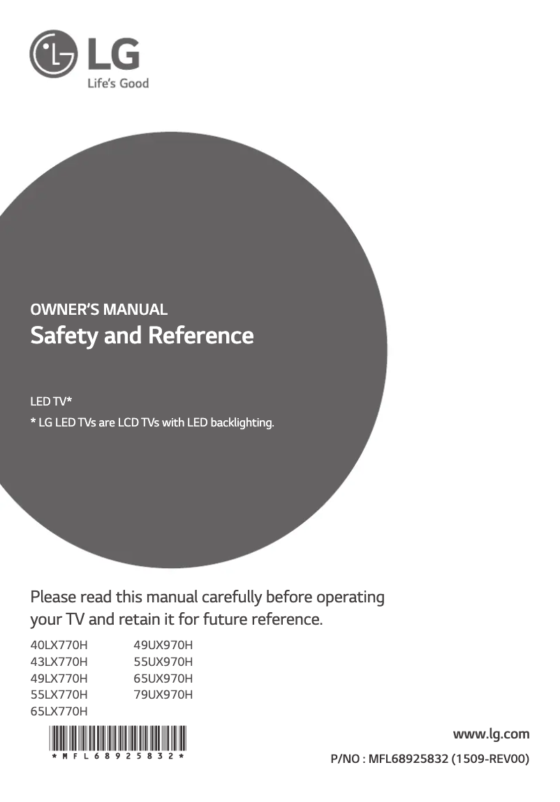 Page n°1 - Manuel utilisateur LG 65LX770H