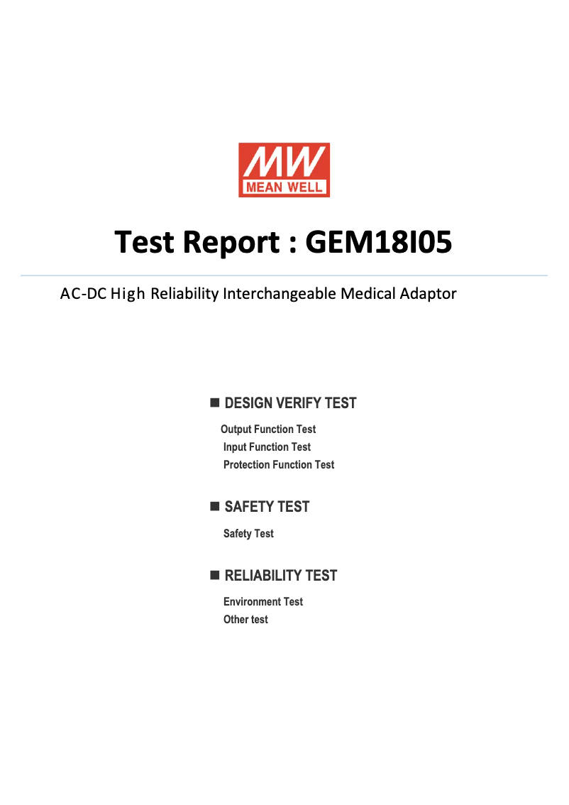 Page 1 de la notice Fiche technique Mean Well GEM18I05-P1J
