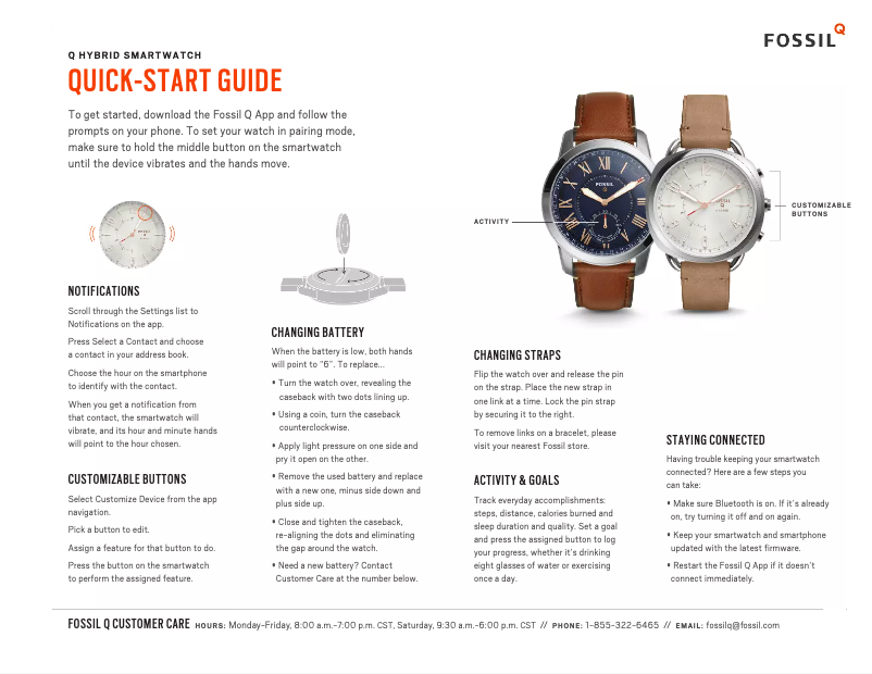 Page 1 de la notice Manuel utilisateur Fossil Q Jacqueline Hybrid FTW5012