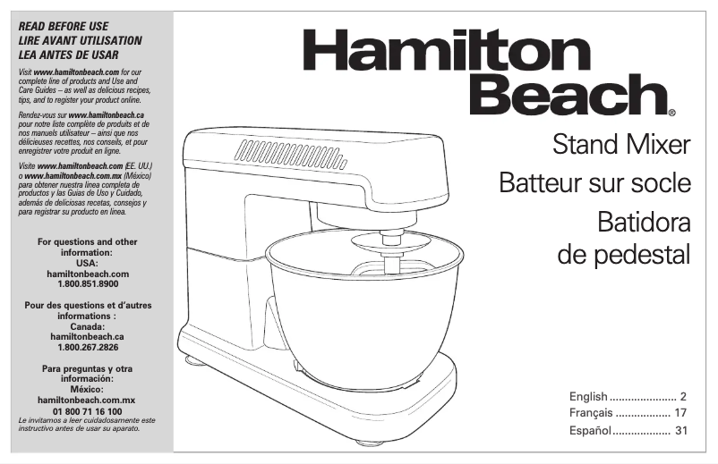 Page 1 de la notice Manuel utilisateur Hamilton Beach 63327