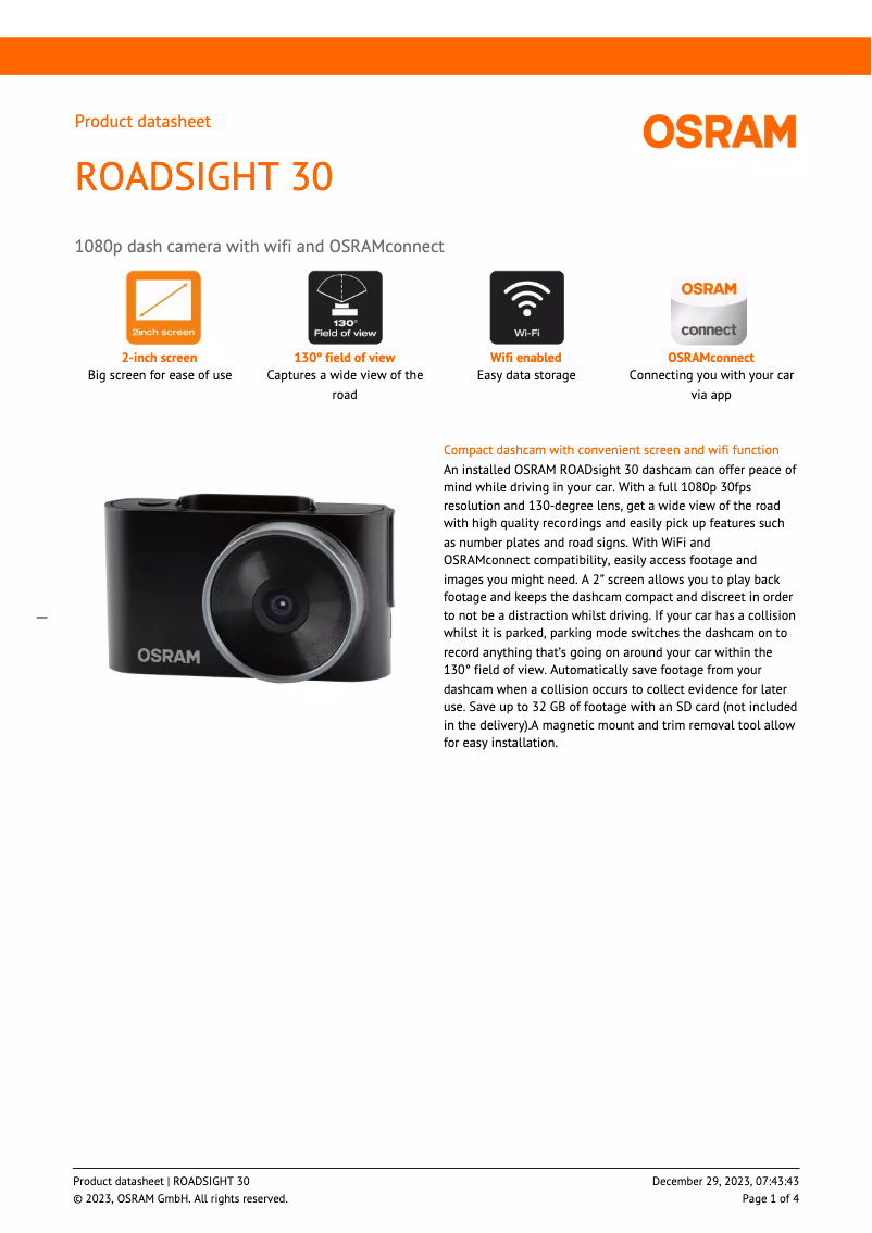 Image de la première page du manuel de l'appareil ROADsight 30