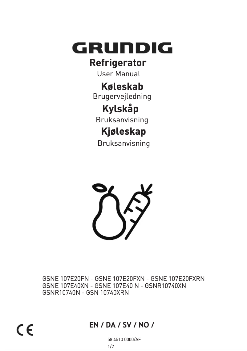 Page 1 de la notice Manuel utilisateur Grundig GSNR 10740 XN