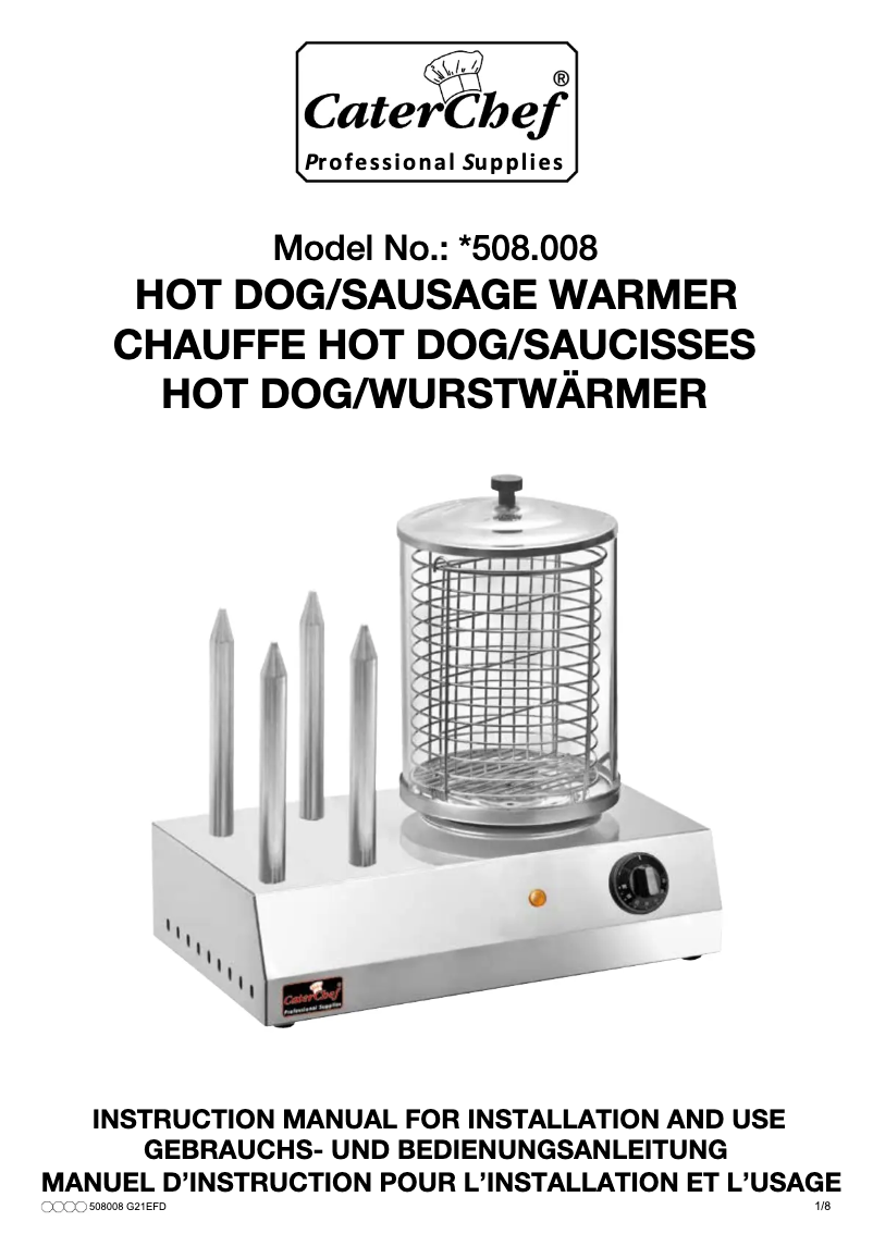 Page 1 de la notice Manuel utilisateur CaterChef 508008