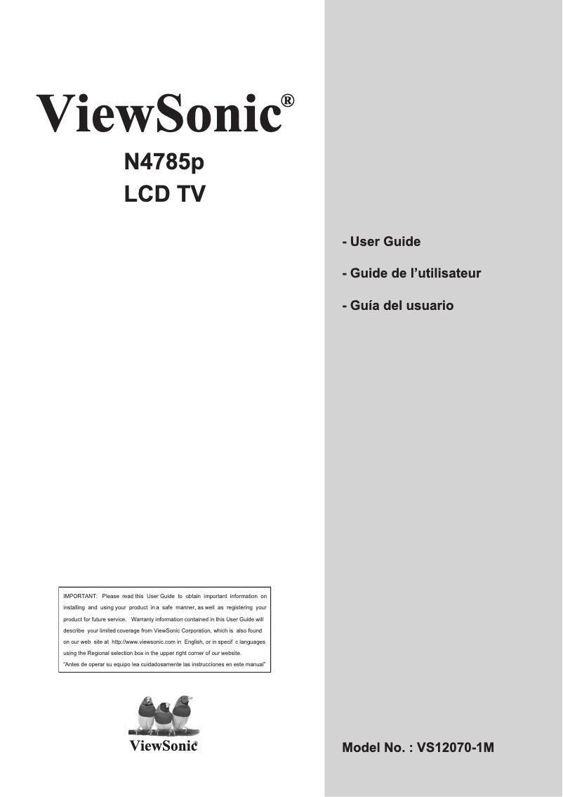 Page n°1 - Manuel utilisateur Viewsonic N4785p