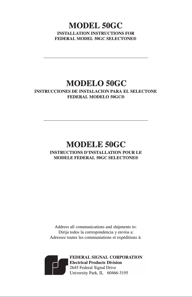 Image de la première page du manuel de l'appareil SelecTone 50GC