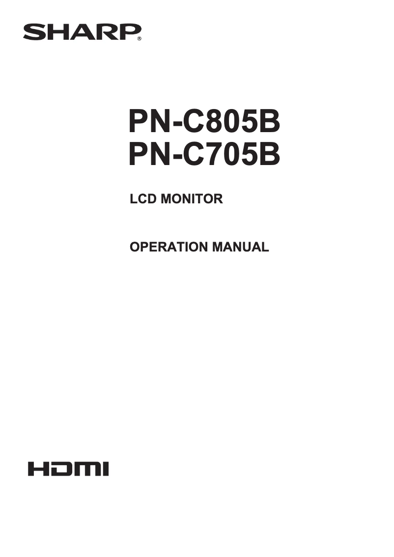 Image de la première page du manuel de l'appareil Aquos PN-C805B