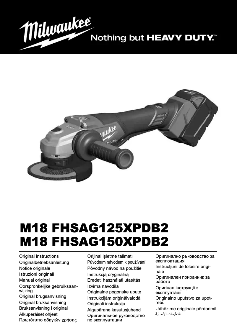 Page 1 de la notice Manuel utilisateur Milwaukee M18 FHSAG150XPDB2