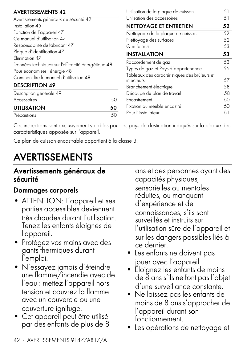 Page 1 de la notice Manuel utilisateur Smeg SRV596GH5