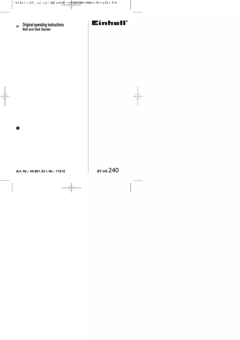 Page 1 de la notice Manuel utilisateur Einhell BT-US 240