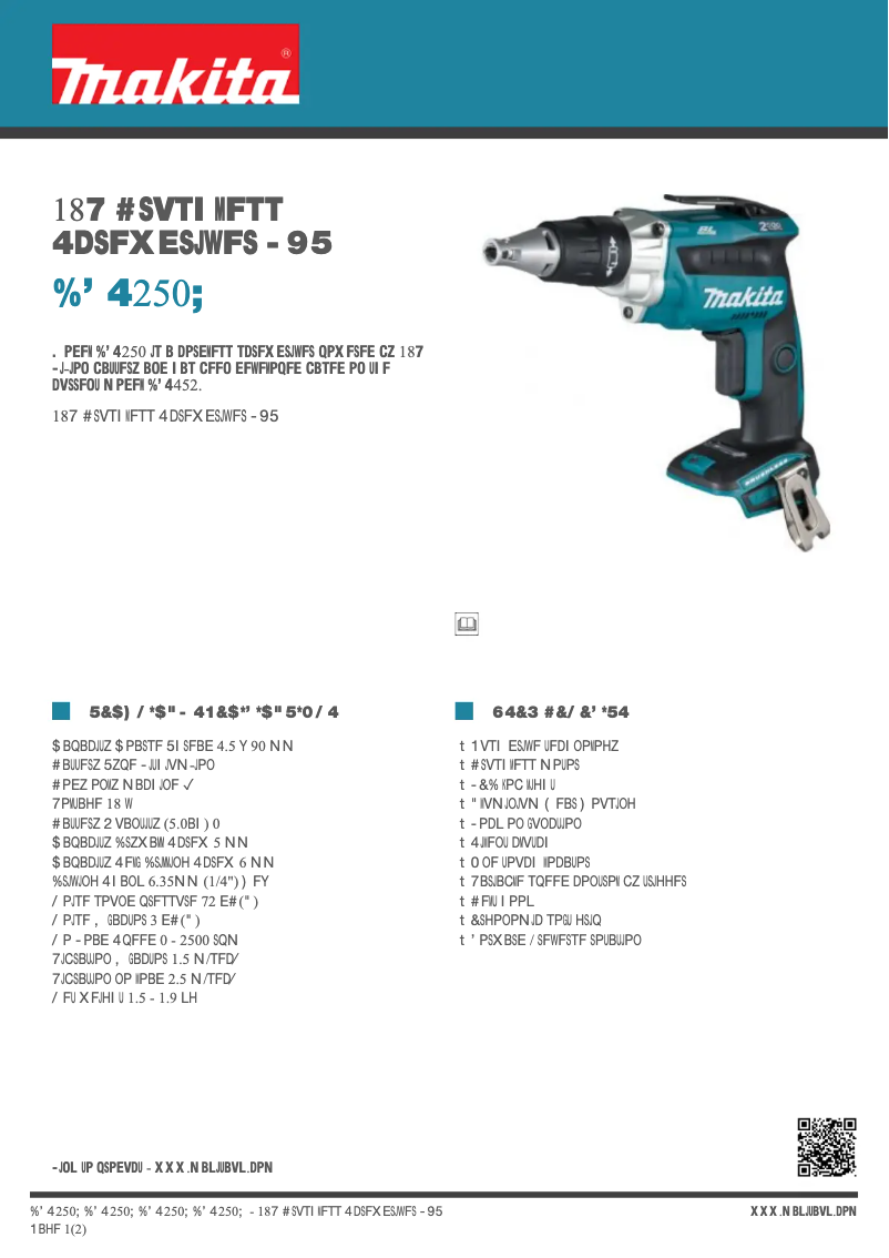 Page 1 de la notice Fiche technique Makita DFS250Z