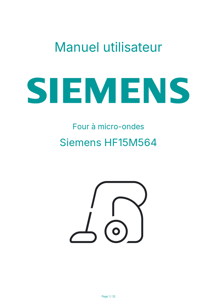 Page n°1 - Manuel utilisateur Siemens HF15M564