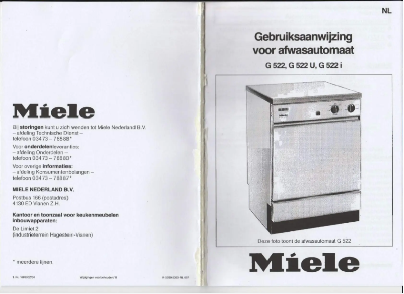 Page n°1 - Manuel utilisateur Miele G 522