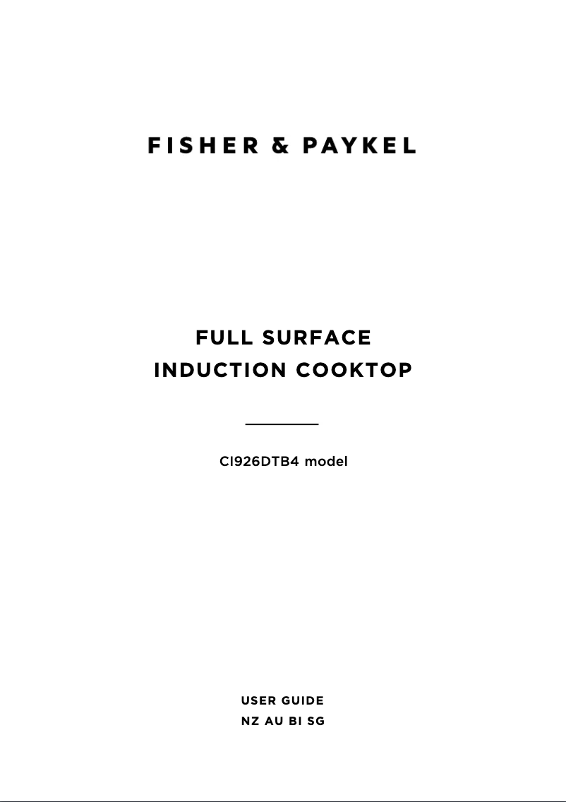 Page n°1 - Manuel utilisateur Fisher & Paykel CI926DTB4
