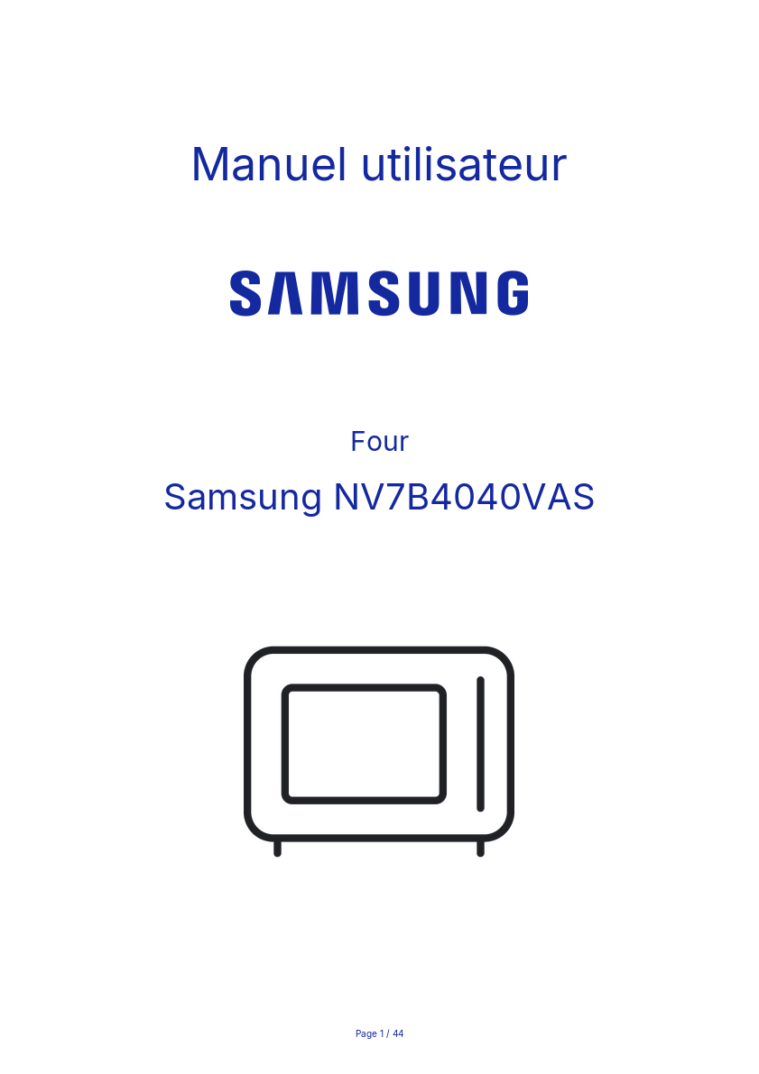 Page n°1 - Manuel utilisateur Samsung NV7B4040VAS
