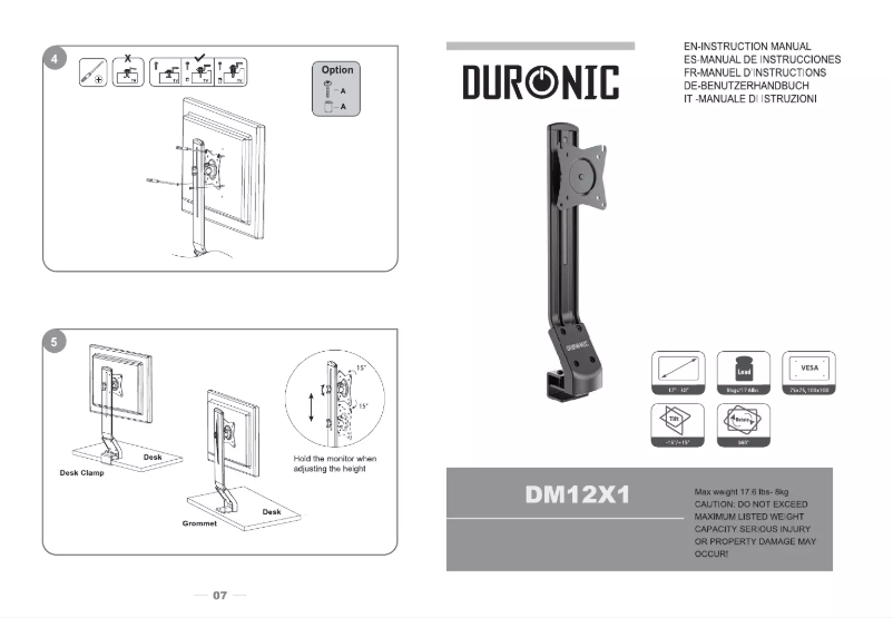 Page n°1 - Manuel utilisateur Duronic DM12X1
