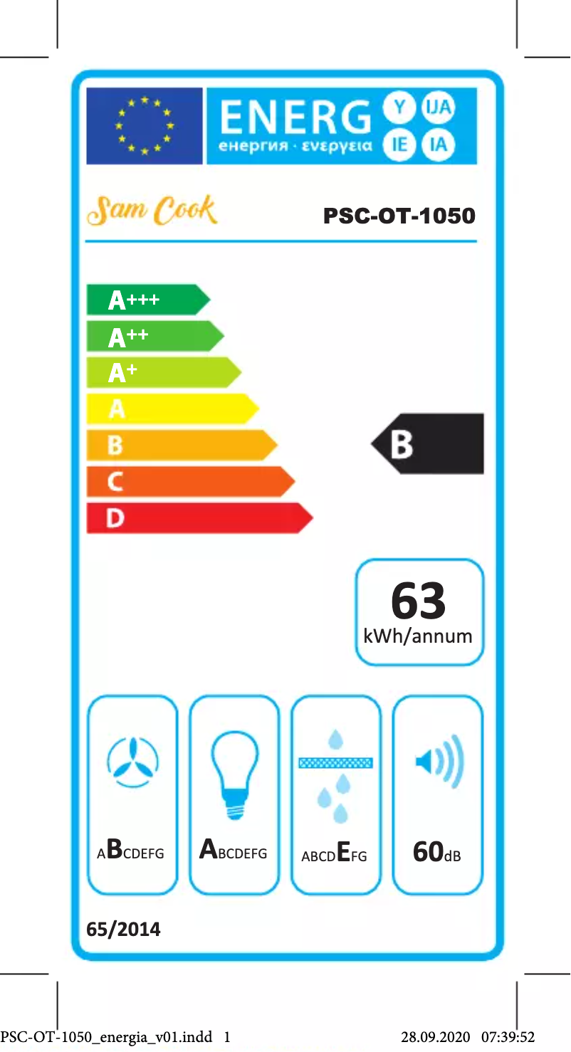 Page n°1 - Manuel utilisateur Sam Cook PSC-OT-1050