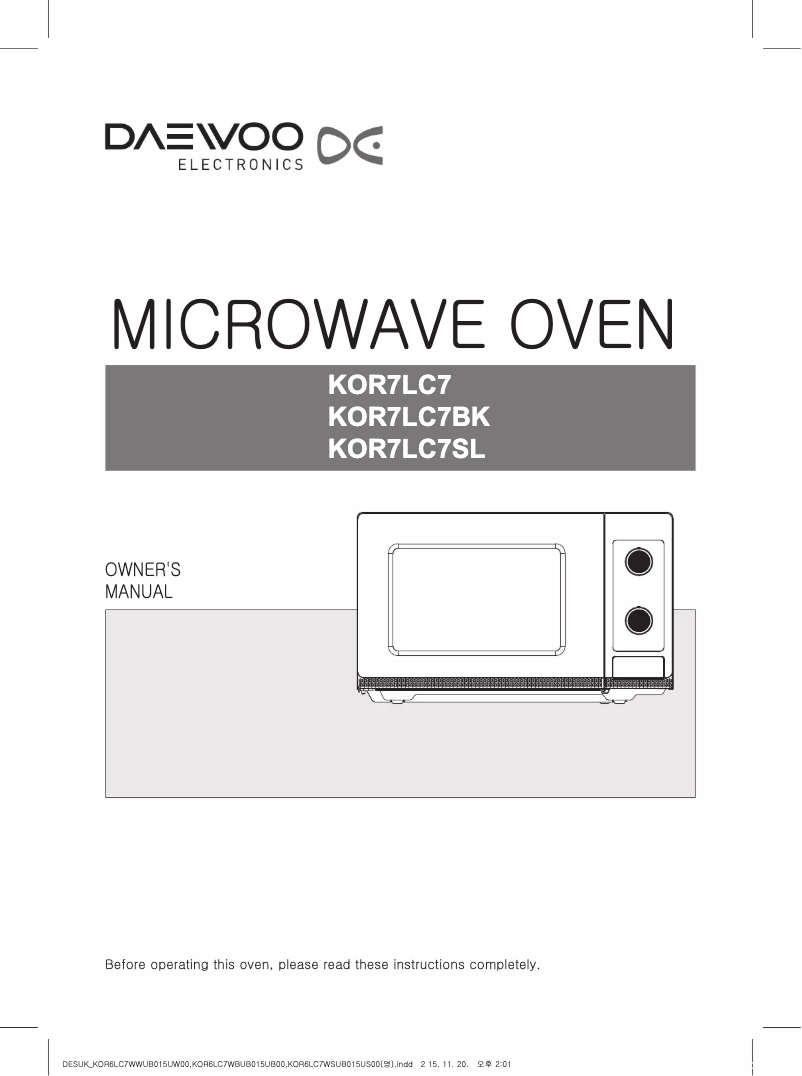 Page 1 de la notice Manuel utilisateur Daewoo KOR-7LC7SL