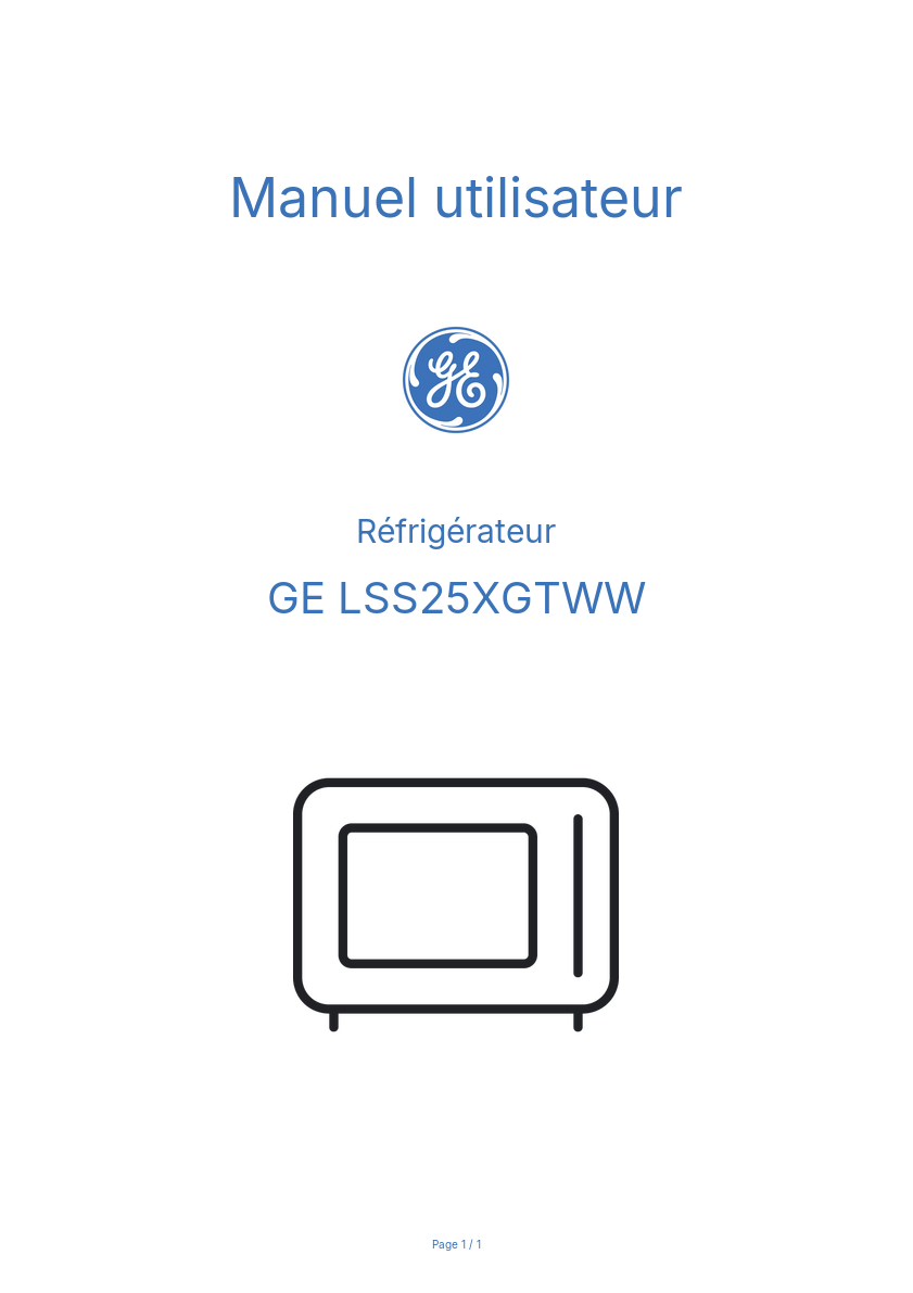 Image de la première page du manuel de l'appareil LSS25XGTWW