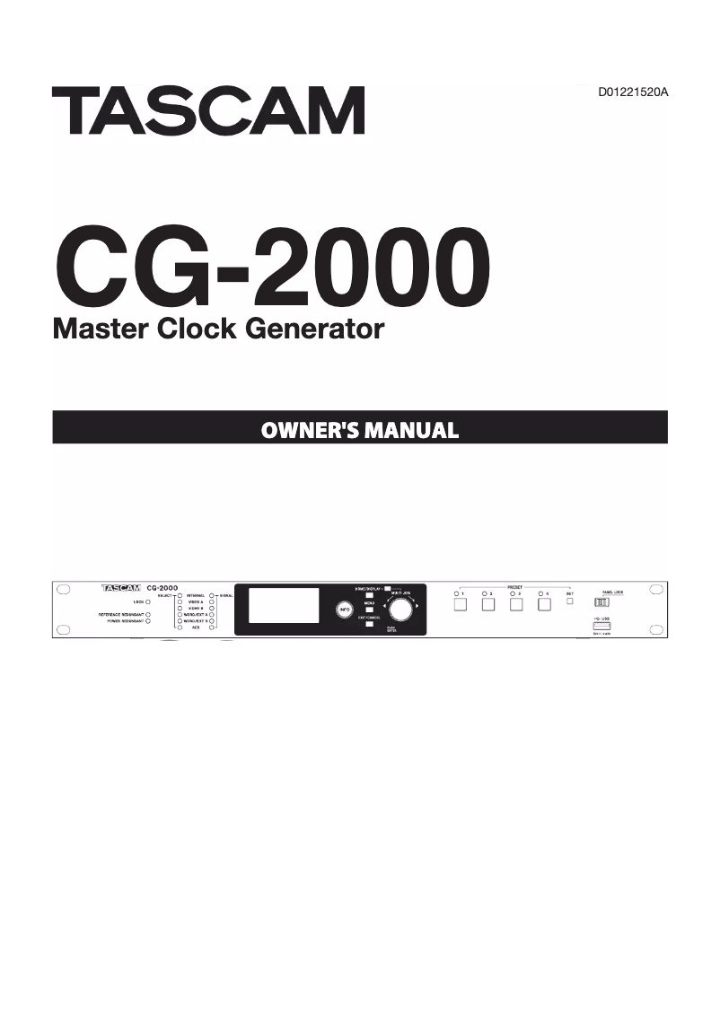 Page n°1 - Manuel utilisateur Tascam CG-2000