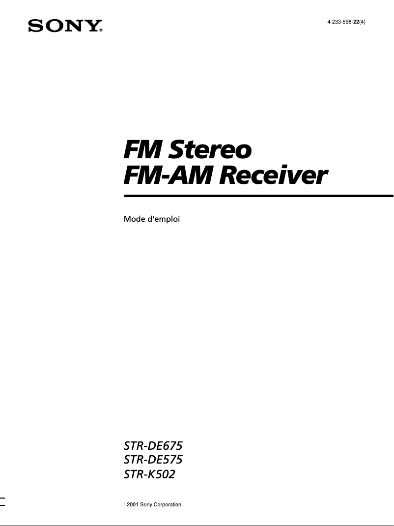 Page 1 de la notice Manuel utilisateur Sony STR-K502
