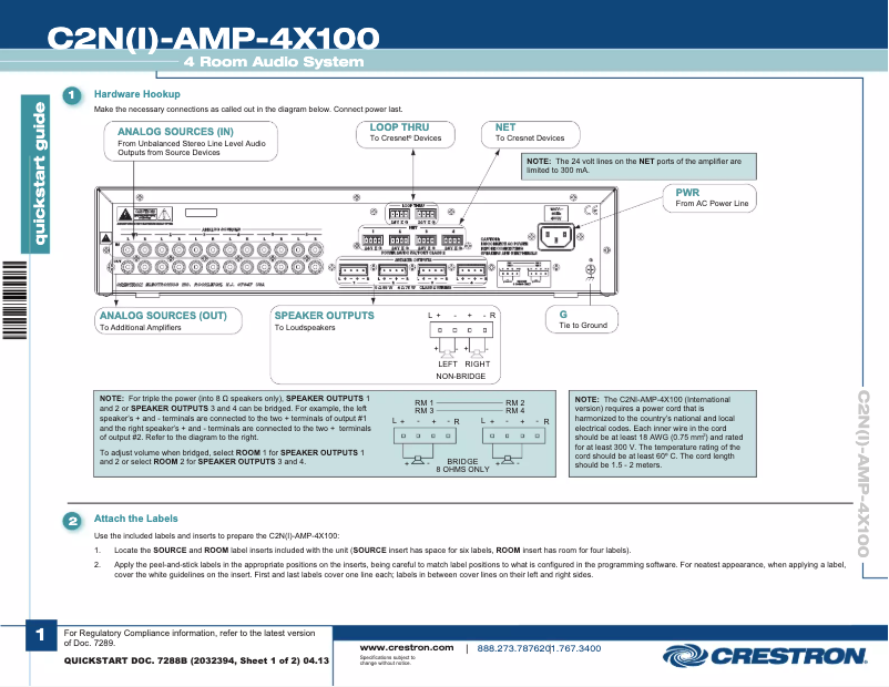 Image de la première page du manuel de l'appareil C2N-AMP-4X100
