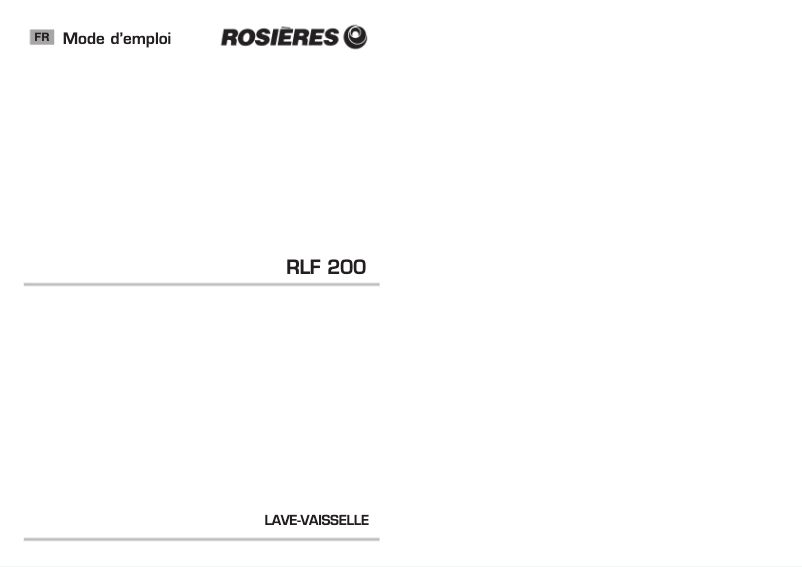 Image de la première page du manuel de l'appareil RLF 200