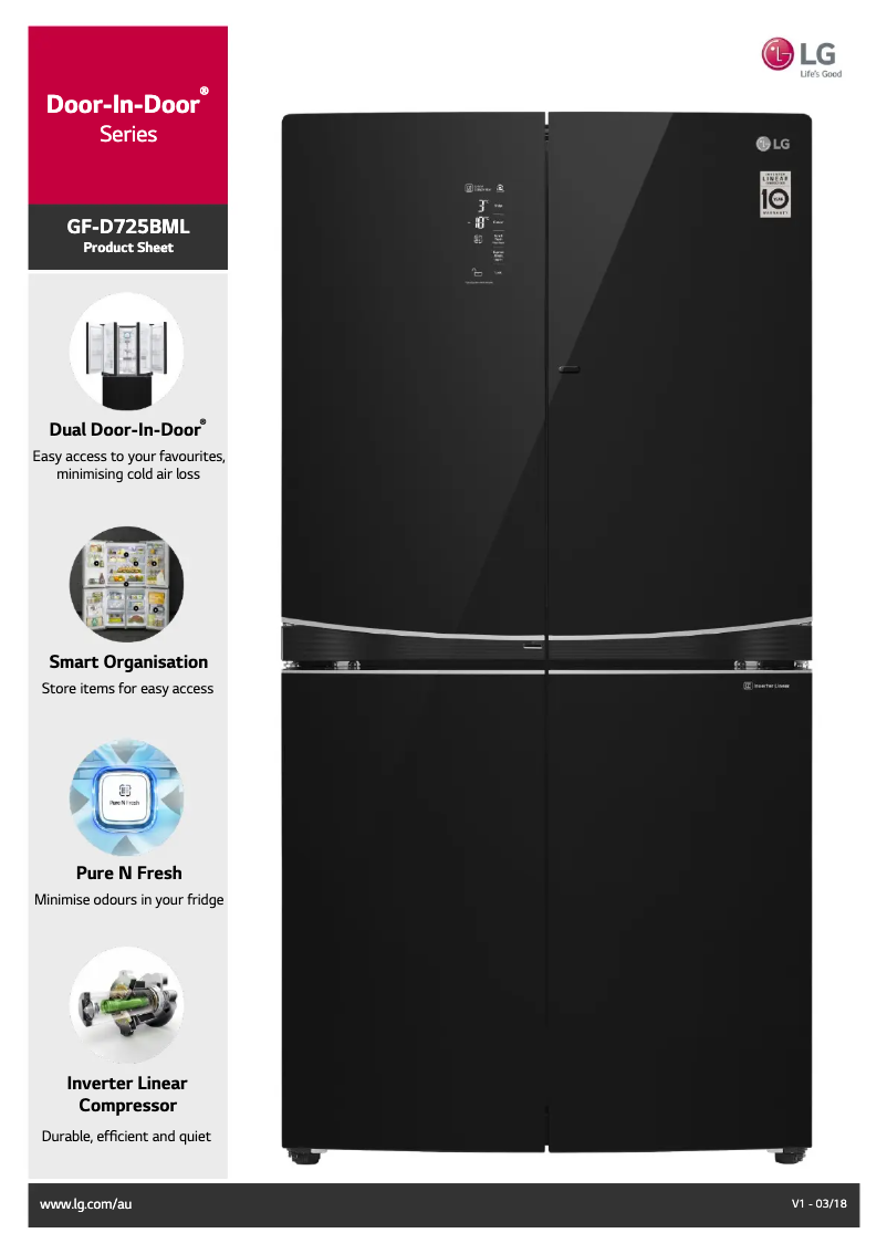 Página 1 del manual Ficha técnica LG GF-D725BML