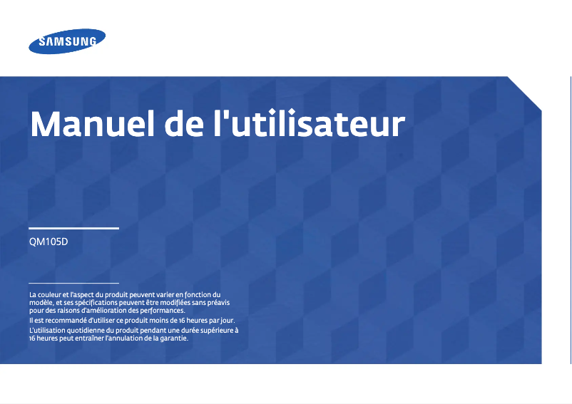 Page n°1 - Manuel utilisateur Samsung QM105D