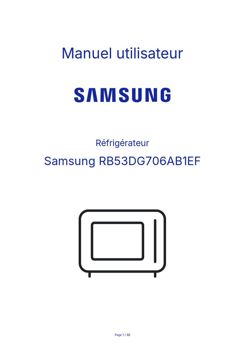 Page n°1 - Manuel utilisateur Samsung RB53DG706AB1EF