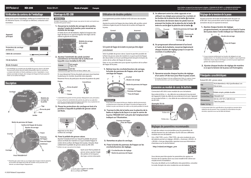 Page n°1 - Manuel utilisateur Roland KD-200-MS