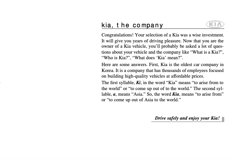 Page n°1 - Manuel utilisateur Kia Amanti (2004)