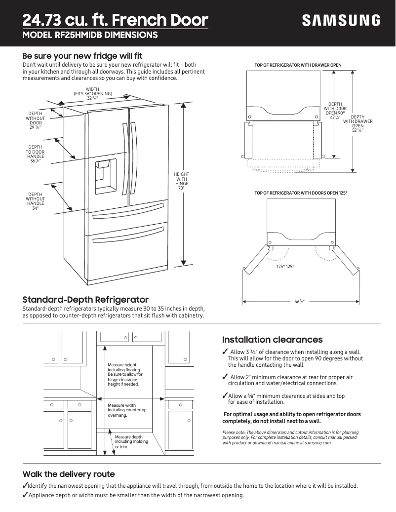Page n°1 - Guide de mesure Samsung RF25HMIDBSG