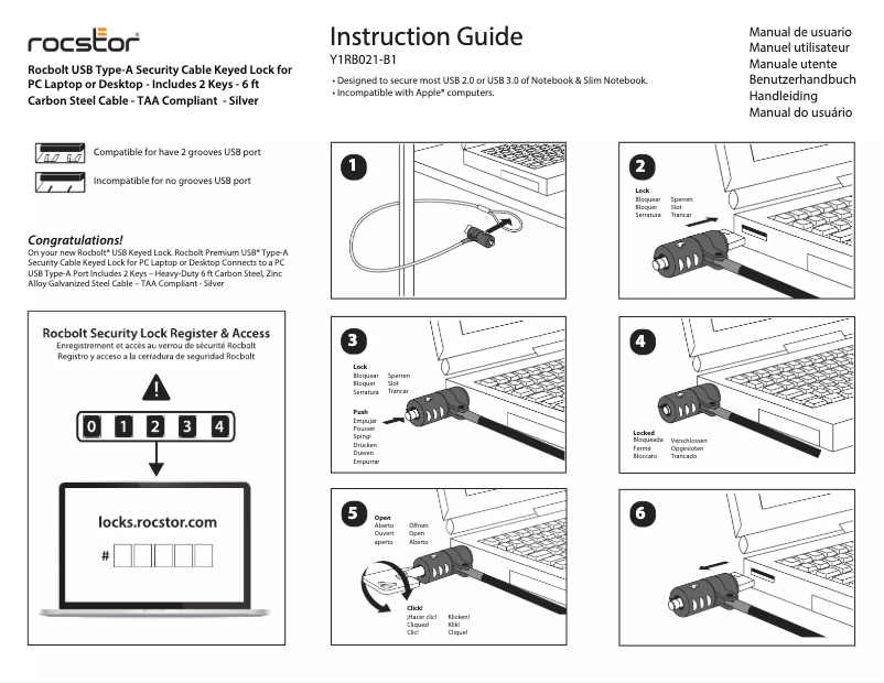Página 1 del manual Manual de usuario Rocstor Y1RB021-B1