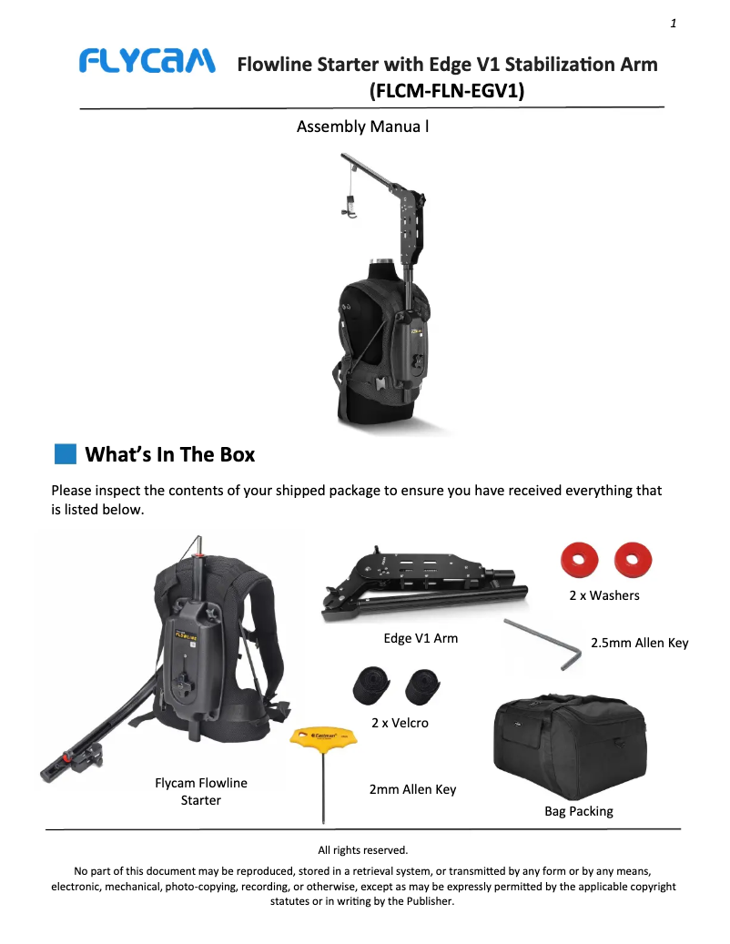 Page 1 de la notice Manuel utilisateur Flycam Flowline Starter