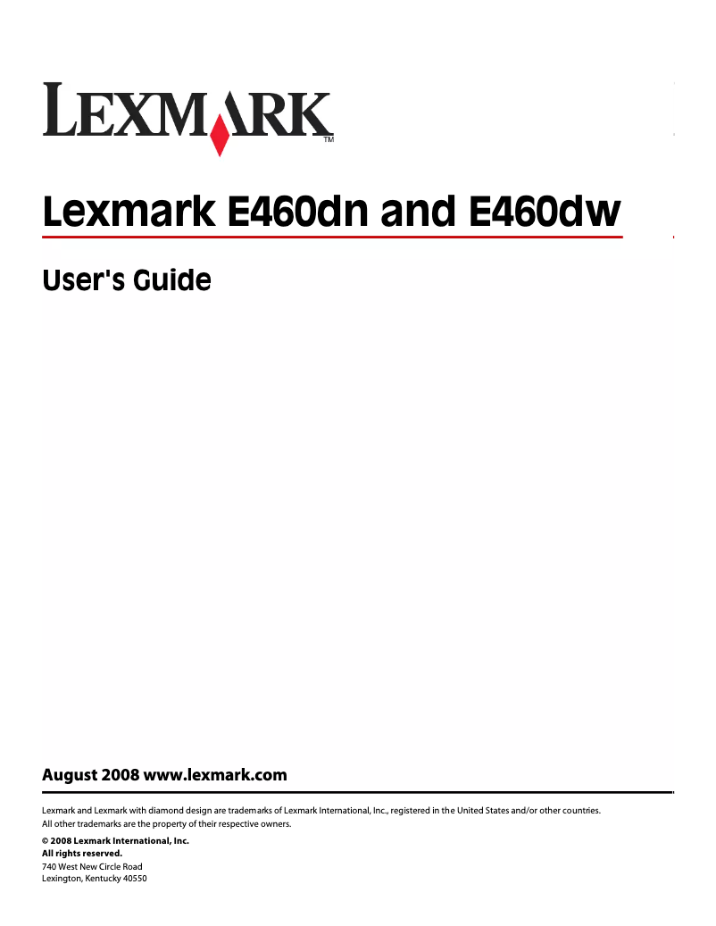 Página 1 del manual Manual de usuario Lexmark E460dn