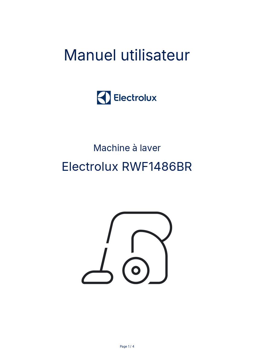 Page n°1 - Manuel utilisateur Electrolux RWF1486BR