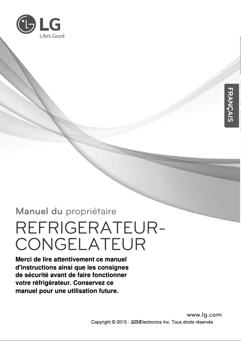 Page 1 de la notice Manuel utilisateur LG GN-B272SQCB