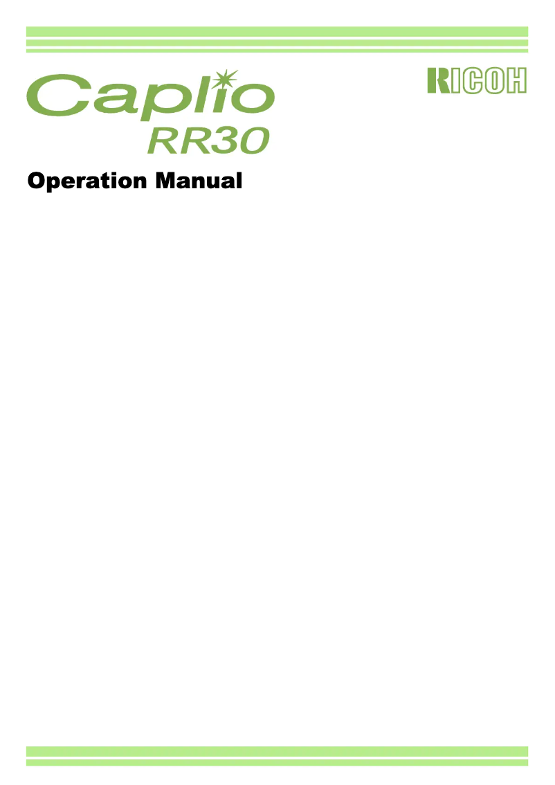 Image de la première page du manuel de l'appareil Caplio RR30