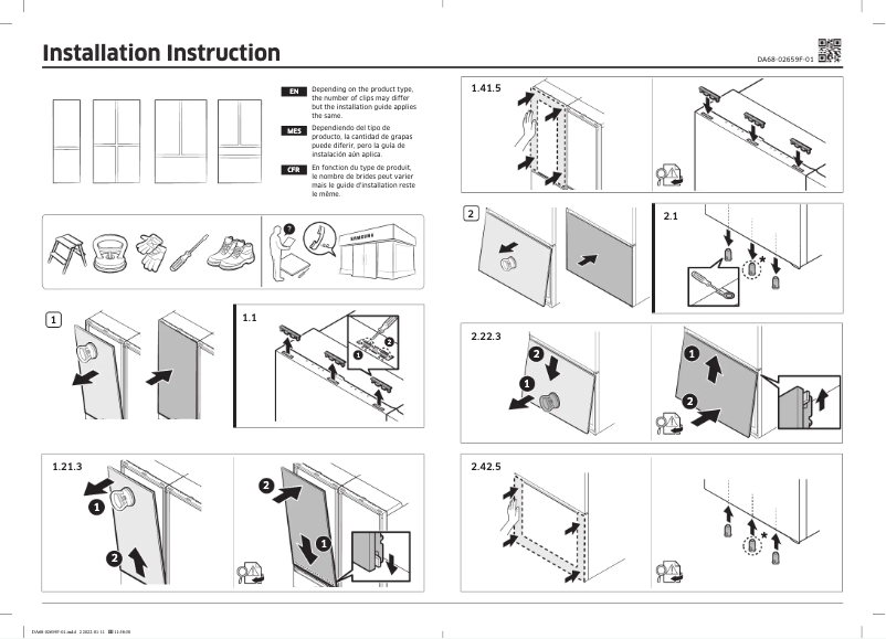 Page 1 de la notice Guide d'installation Samsung RF30BB6900AC