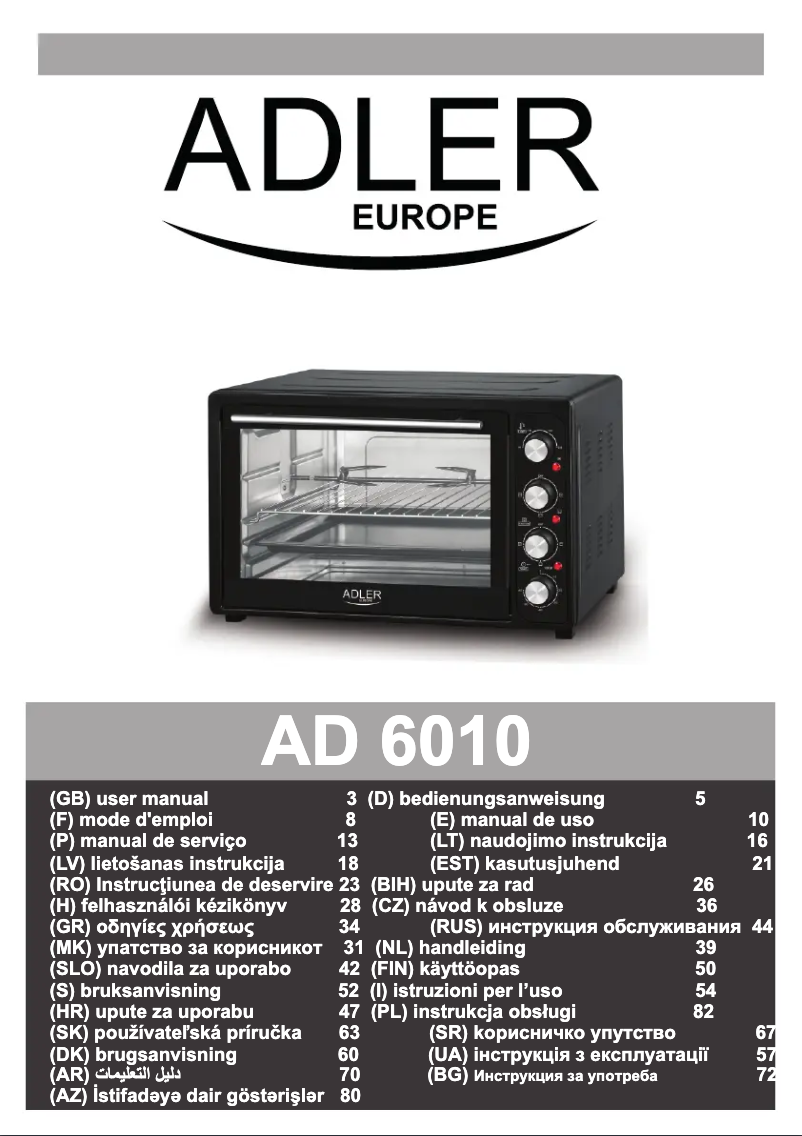 Image de la première page du manuel de l'appareil AD 6010