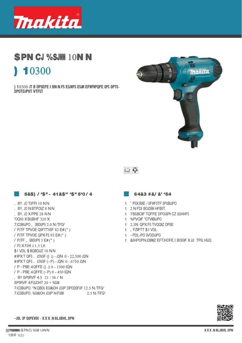 Page 1 de la notice Fiche technique Makita HP0300