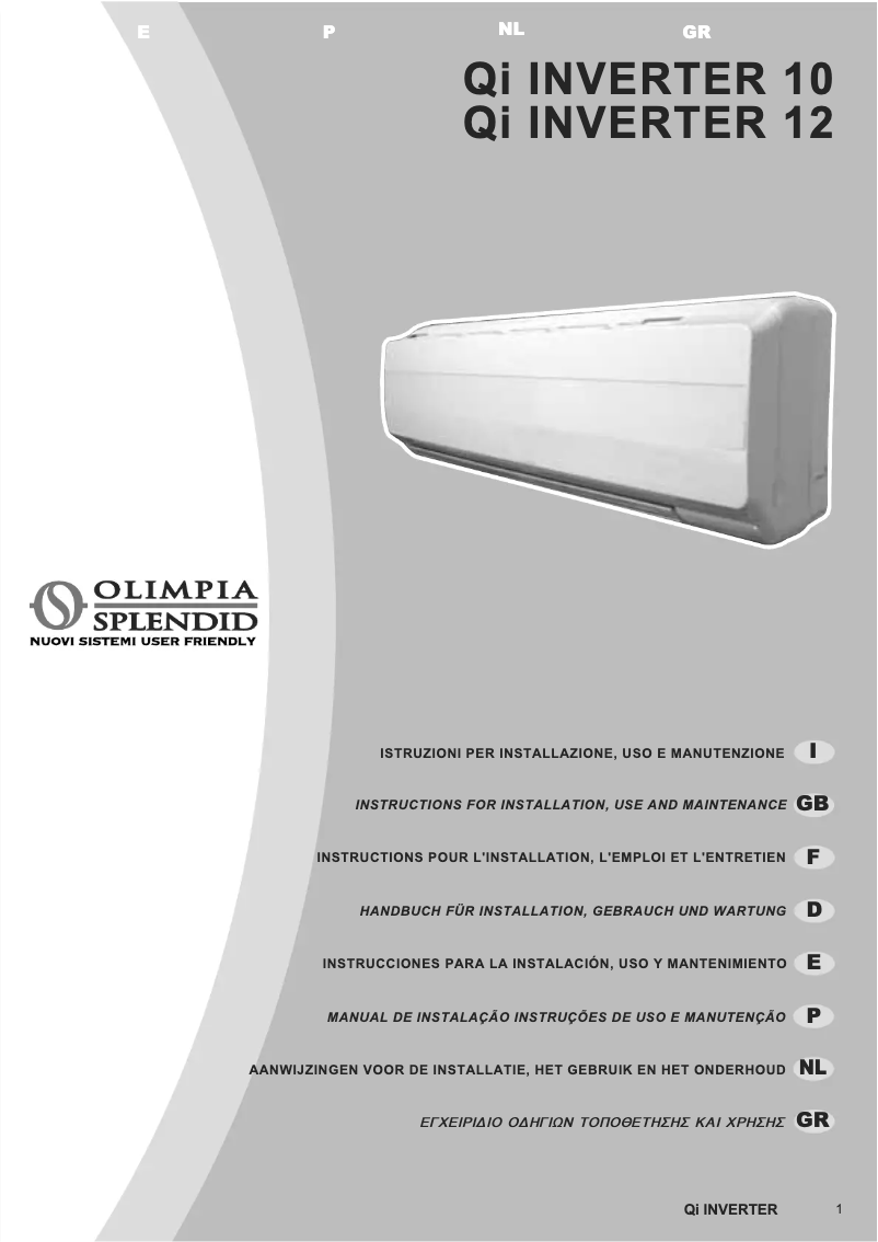 Page 1 de la notice Manuel utilisateur Olimpia Splendid Qi 10