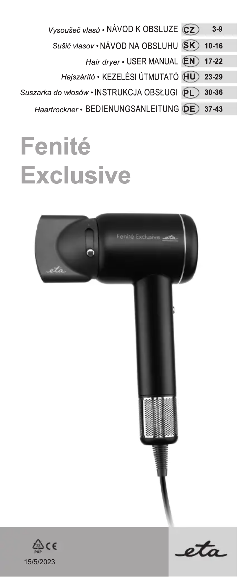 Página 1 del manual Manual de usuario Eta Fenité