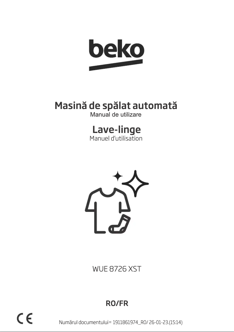 Page 1 de la notice Label énergétique Beko WUE 8726 XST